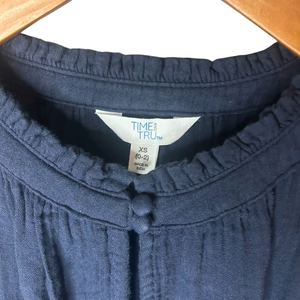 Navy Blue Sleeveless Maxi Dress Boho Tiered Summer Beach XS - Picture 10 of 12